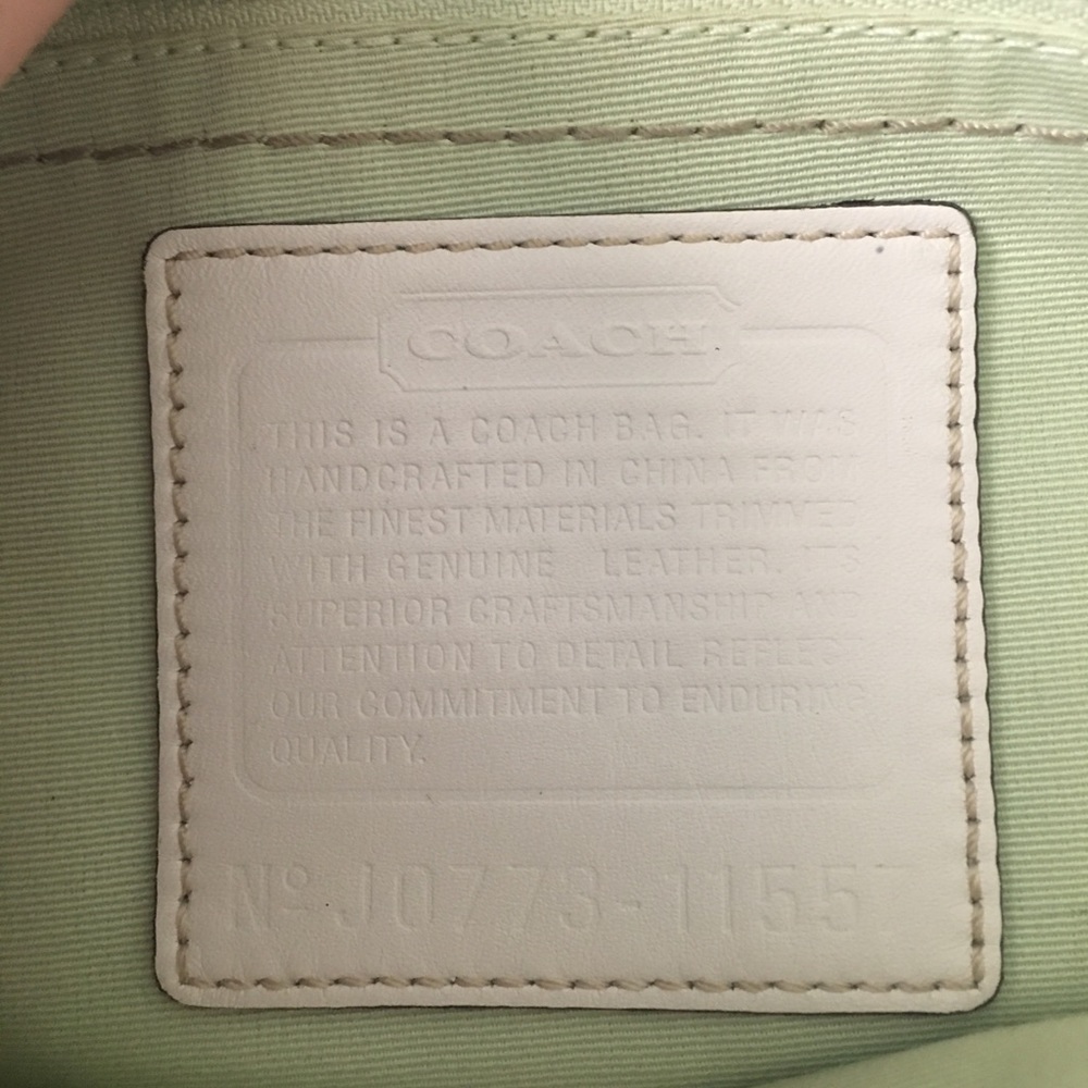 White Leather Coach Signature Satchel Purse - Picture 5 of 5
